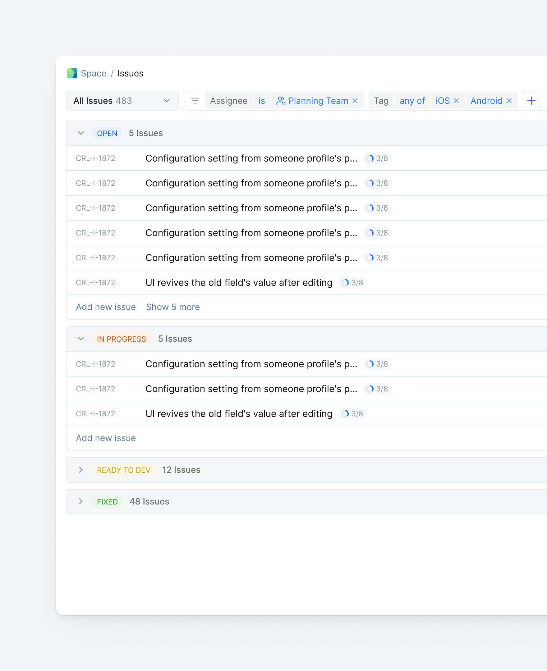 ... with a simple grouping that is possible for all of the fields
