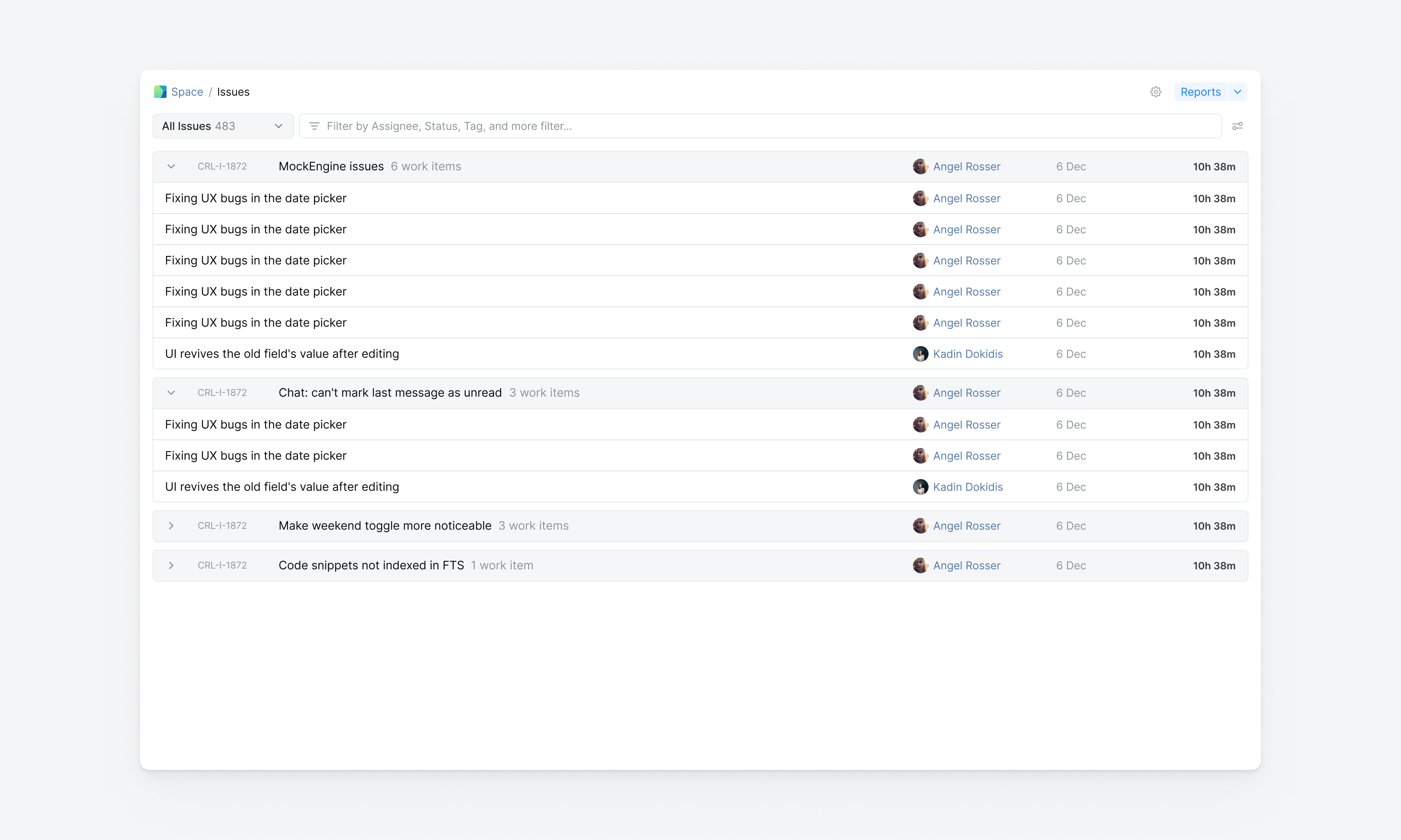 Time Tracking Grouping